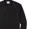 Essential Band Collar Button Down Shirt - Jet Black Cotton Stretch Poplin
