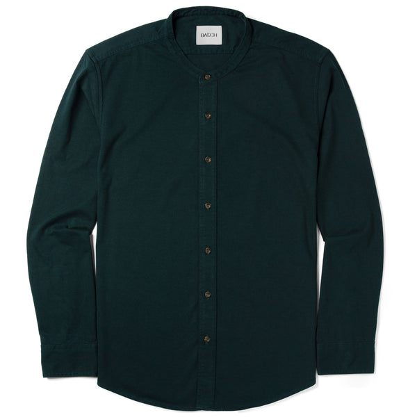 Essential Band Collar T-Shirt Shirt - Evergreen Cotton Jersey
