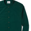Essential Band Collar Button Down Shirt - Forest Green Cotton Stretch Poplin