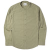 Essential Band Collar Button Down Shirt - Light Fatigue Cotton Stretch Poplin