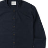 Essential Band Collar Button Down Shirt - Dark Navy Cotton Stretch Poplin