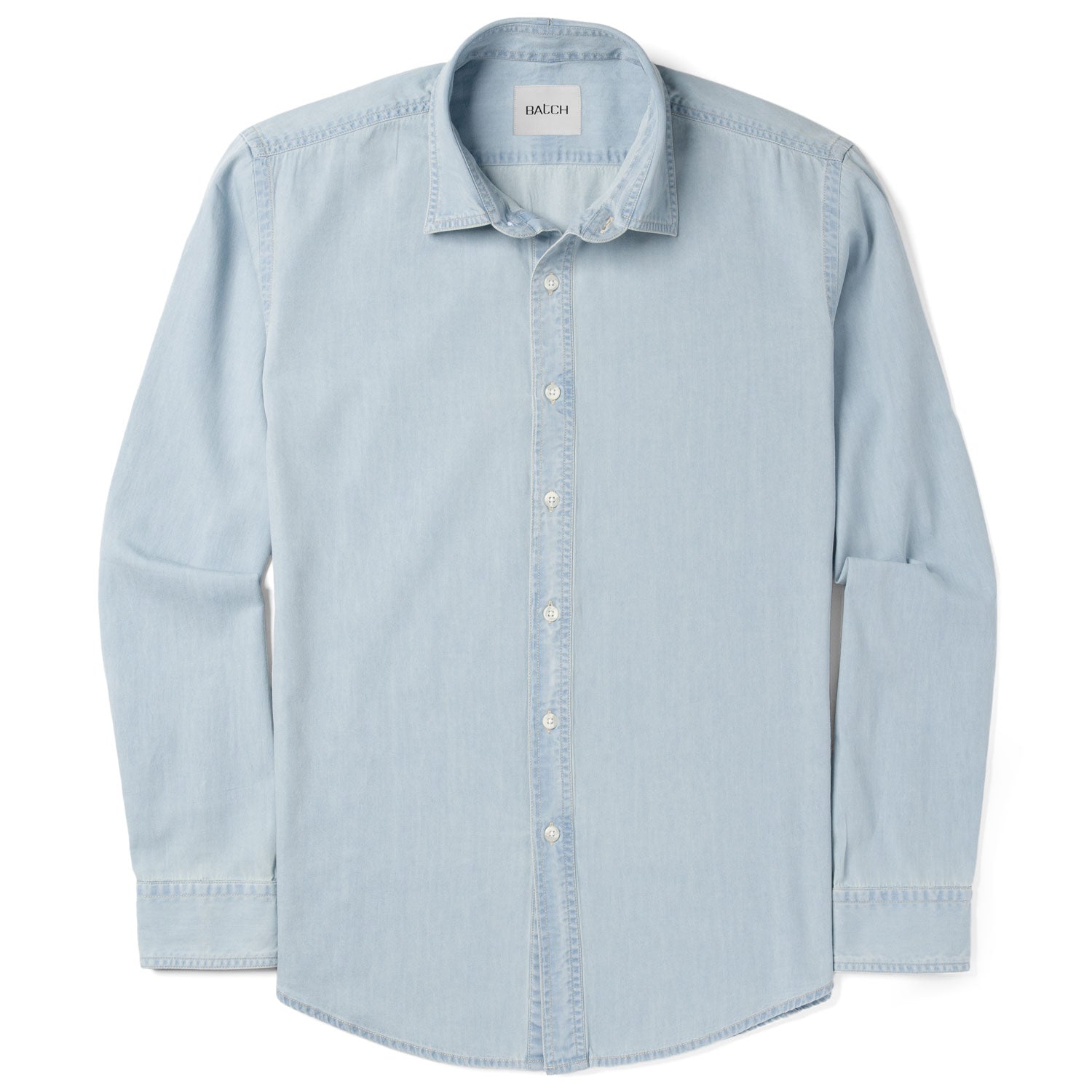 Essential Spread Collar Casual Shirt - Light Blue Cotton Denim