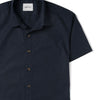Essential Spread Collar Casual Short Sleeve Shirt - Dark Navy Cotton Twill