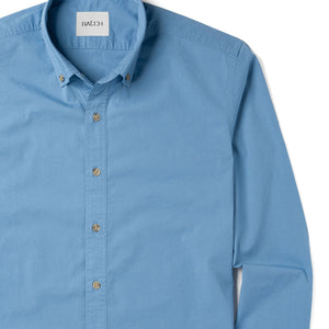 Essential Button Down Collar Casual Shirt - Steel Blue Stretch Cotton Poplin