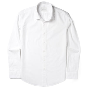 Essential Spread Collar Casual Shirt - Pure White Cotton Twill