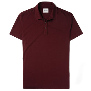 Essential Short Sleeve Polo Shirt –  Burgundy Cotton Jersey
