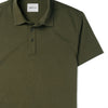Essential Short Sleeve Curved Hem Polo Shirt –  Olive Green Cotton Jersey