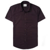Essential Spread Collar Short Sleeve Casual Shirt - Burgundy Cotton Twill