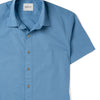 Essential Spread Collar Casual Short Sleeve Shirt - Steel Blue Stretch Cotton Poplin