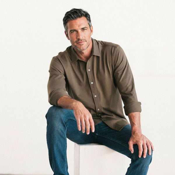 T-Shirt Shirt - Olive Green Cotton Jersey