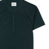 Batch Men's Essential Short Sleeve Curved Hem Henley – Evergreen Cotton Jersey Image Close Up