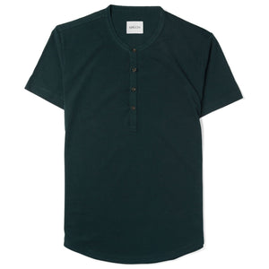 Batch Men's Essential Short Sleeve Curved Hem Henley – Evergreen Cotton Jersey Image