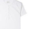 Batch Men's Essential Short Sleeve Curved Hem Henley – White Cotton Jersey Image Close Up
