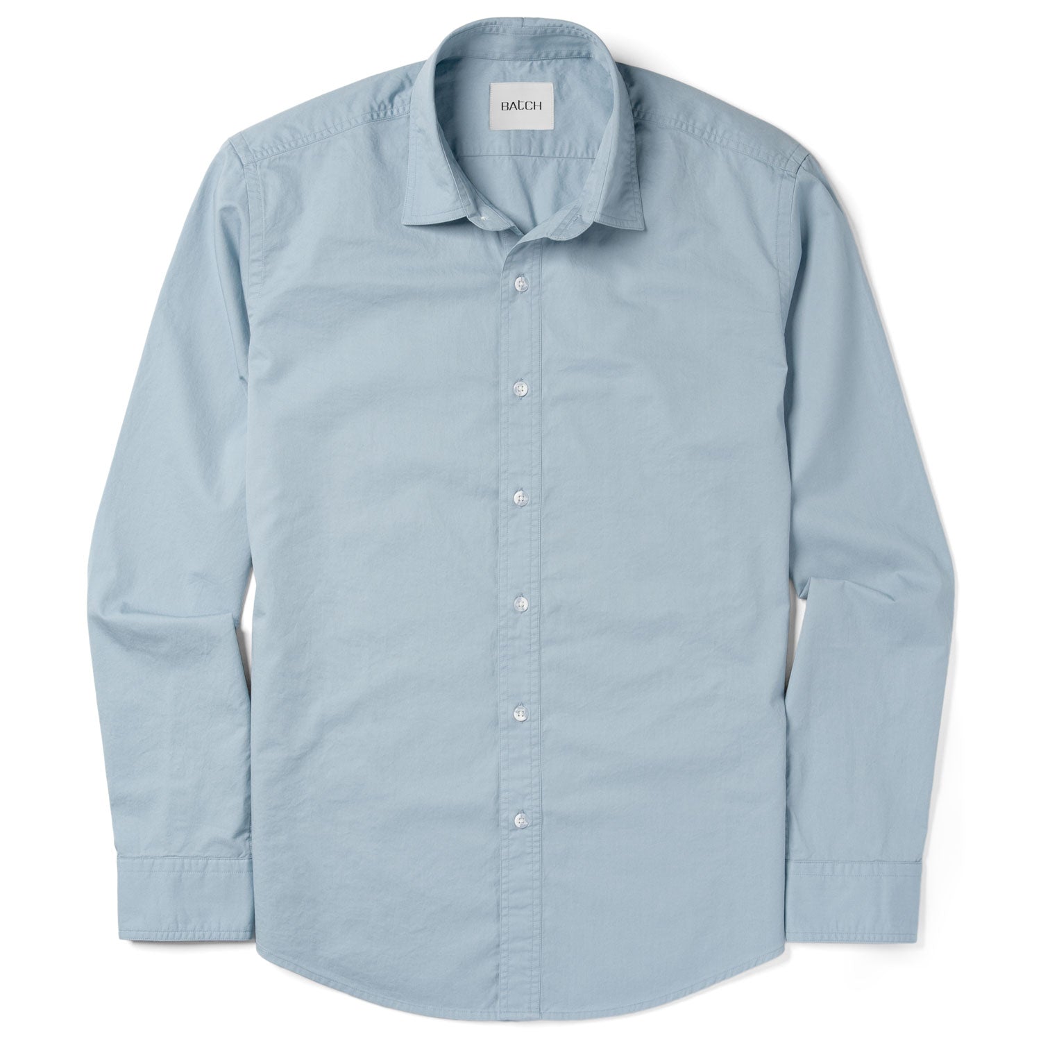 Essential Spread Collar Casual Shirt - Light Blue Cotton Twill