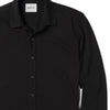 Essential Spread Collar Casual Knit Shirt - Jet Black Cotton Knit Pique