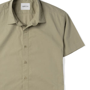 Essential Spread Collar Casual Short Sleeve Shirt - Light Fatigue Stretch Cotton Poplin