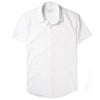 Essential Spread Collar Casual Short Sleeve Shirt - Pure White Stretch Cotton Poplin