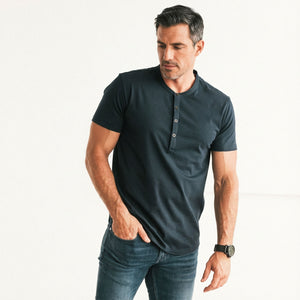Chemise Henley Marine Layer Homme – Manches Courtes Bleu, Coton Doux Taille M