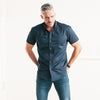 Batch Men's Essential Casual Short Sleeve Shirt - Dark Navy Cotton Twill Image On Body