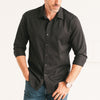 Essential Spread Collar Casual Shirt - Jet Black Stretch Cotton Poplin