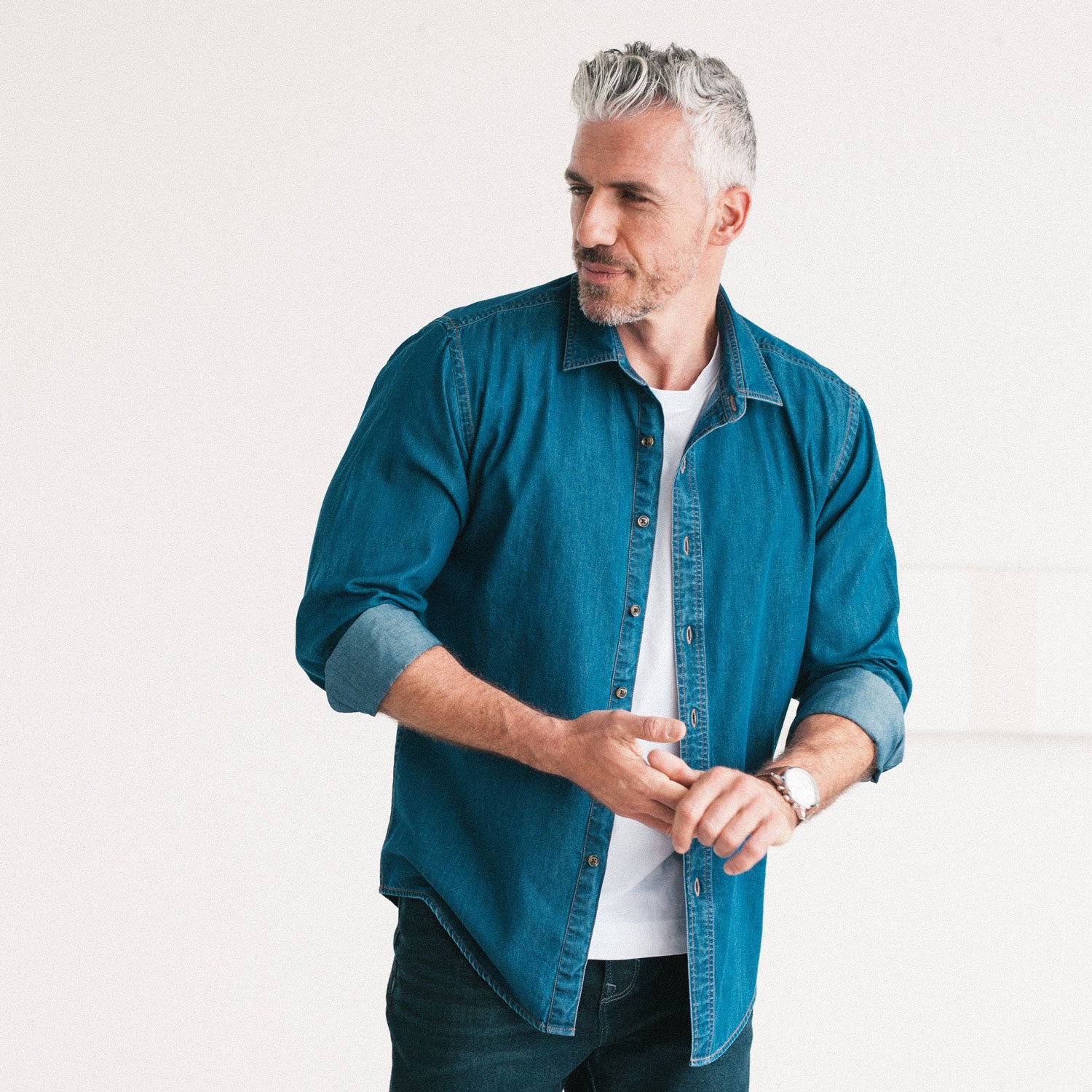 Chambray Shirt Mens Jean Button Down Shirt Men's Wrangler Retro