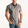 Essential Button Down Collar Casual Short Sleeve Shirt - Slate Gray Cotton Twill