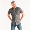 Batch Men's Essential Casual Short Sleeve Shirt - Slate Gray Cotton Twill Image On Body