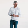 Batch Men's Essential Sweatshirt – Cloud Gray Melange French Terry Image On Body Standing