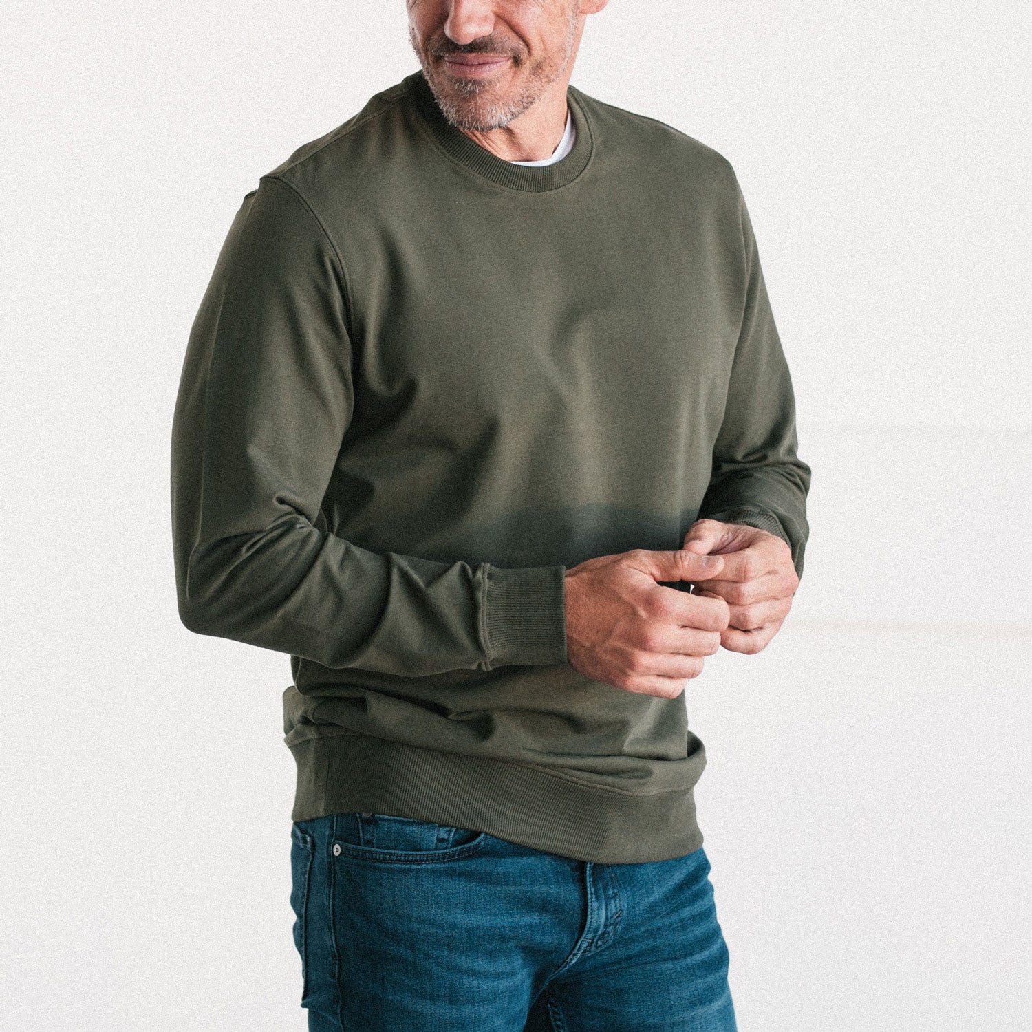 Essential Sweatshirt – Olive Green French Terry - Main Image