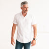Batch Men's Essential Casual Short Sleeve Shirt - White Cotton Twill Image On Body