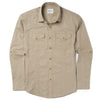 Light Tan Spread Collar Men's 2 Patch Pocket with Roll Sleeves Utility Shirt Western Details in Cotton