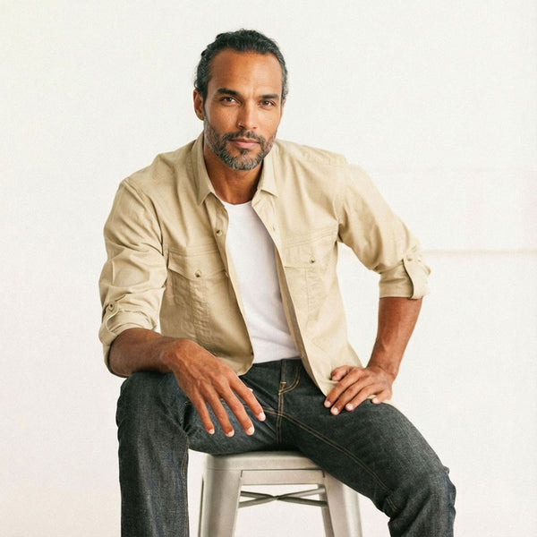 Explorer Utility Shirt – Desert Stone Cotton Twill