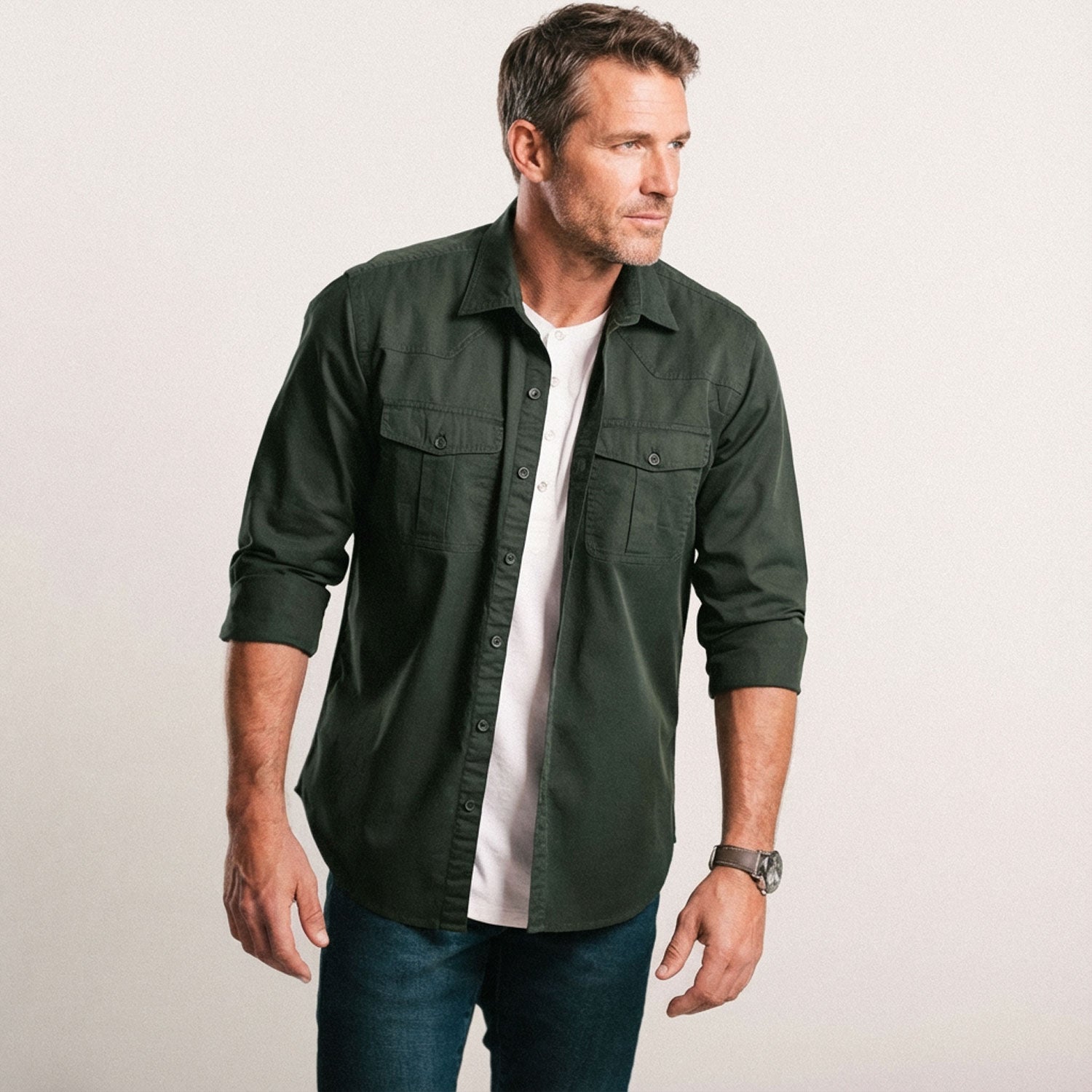Fabricator Utility Shirt – Olive Green Cotton Twill