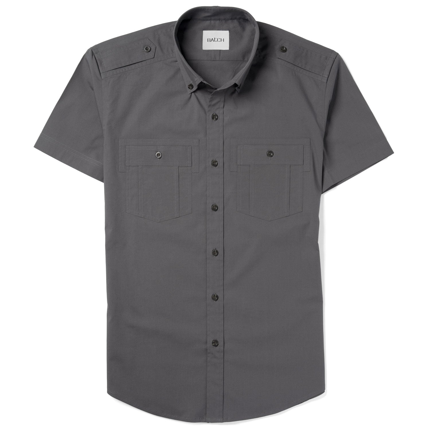 Finisher Short Sleeve Utility Shirt – Slate Gray Stretch Cotton Poplin