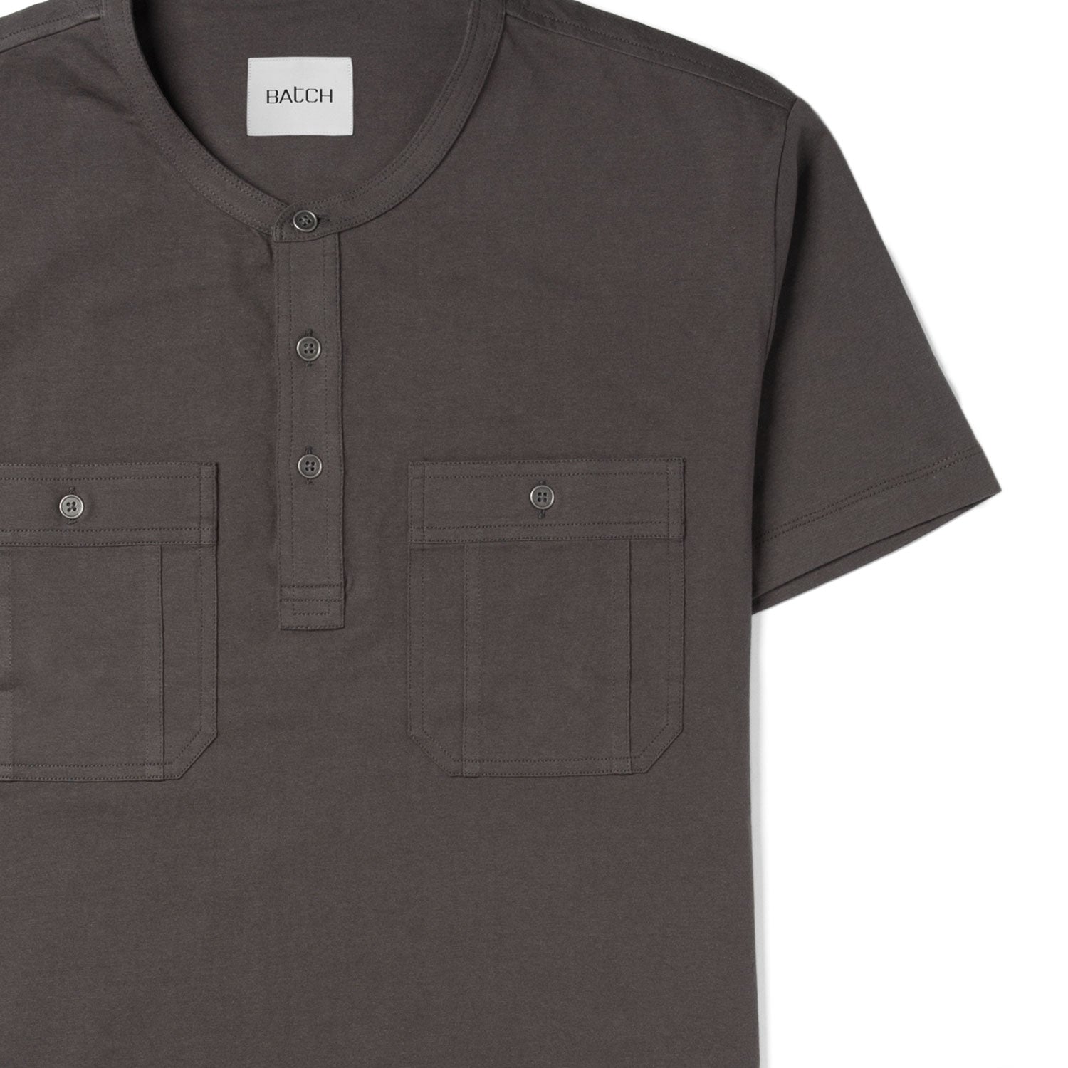 Men's Constructor Henley - Short Sleeves in Slate Gray Cotton Jersey ...
