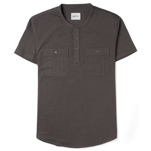 Fixer Short Sleeve Henley Shirt –  Slate Gray Cotton Jersey