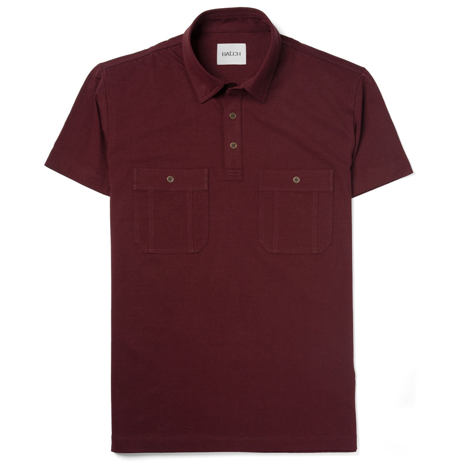 Fixer Short Sleeve Polo Shirt –  Burgundy Cotton Jersey