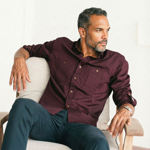 Fixer Utility Shirt – Dark Burgundy Cotton Twill