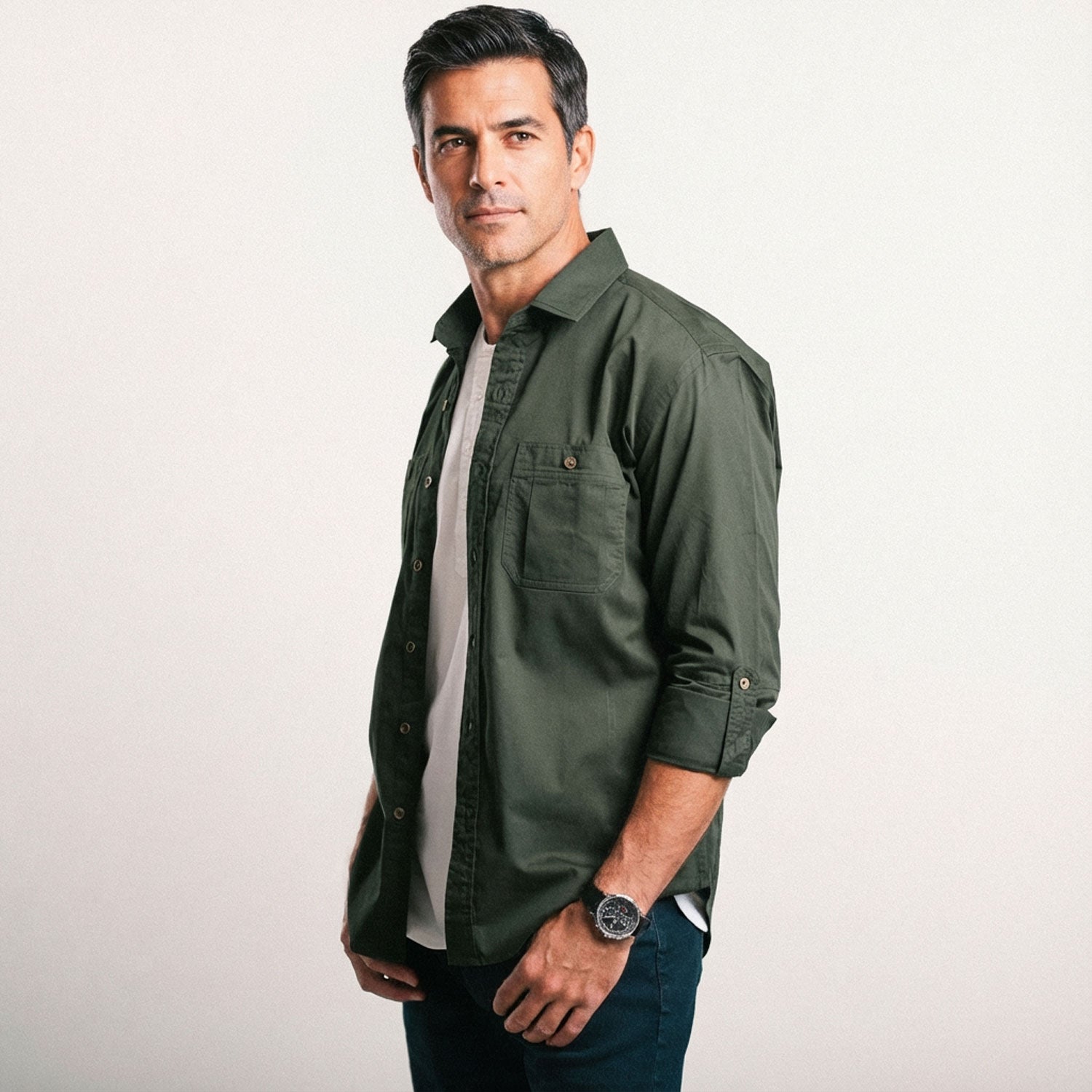 Fixer Utility Shirt – Olive Green Cotton Twill