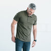 Essential Short Sleeve Polo Shirt –  Olive Green Cotton Jersey