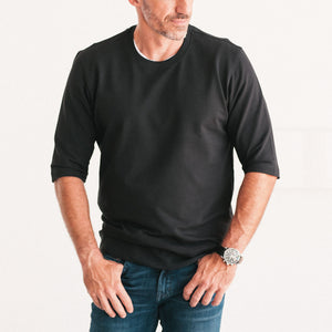 Half Sleeve Sweatshirt –  Black French Terry