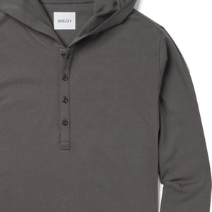 Hooded Henley Shirt –  Slate Gray Cotton Jersey
