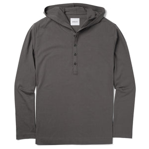 Hooded Henley Shirt –  Slate Gray Cotton Jersey