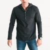 Hooded Henley Shirt –  Black Cotton Jersey