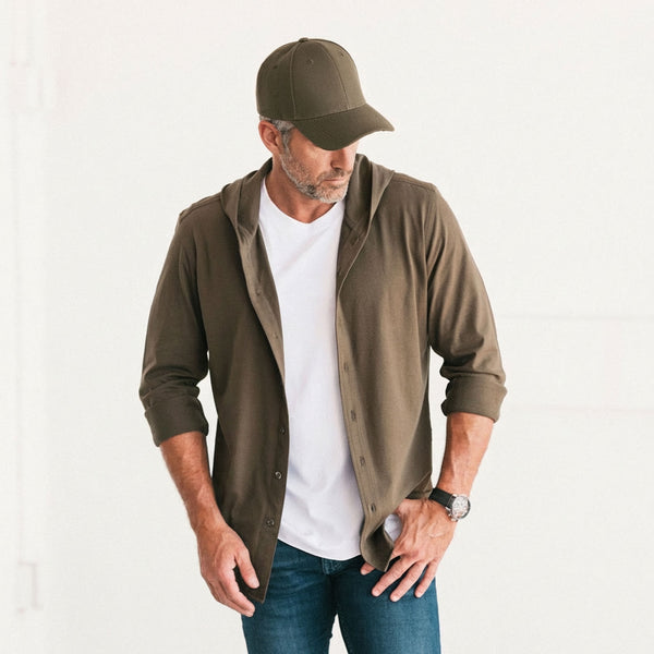 Hooded Essential Knit Shirt – Fatigue Green Cotton Jersey