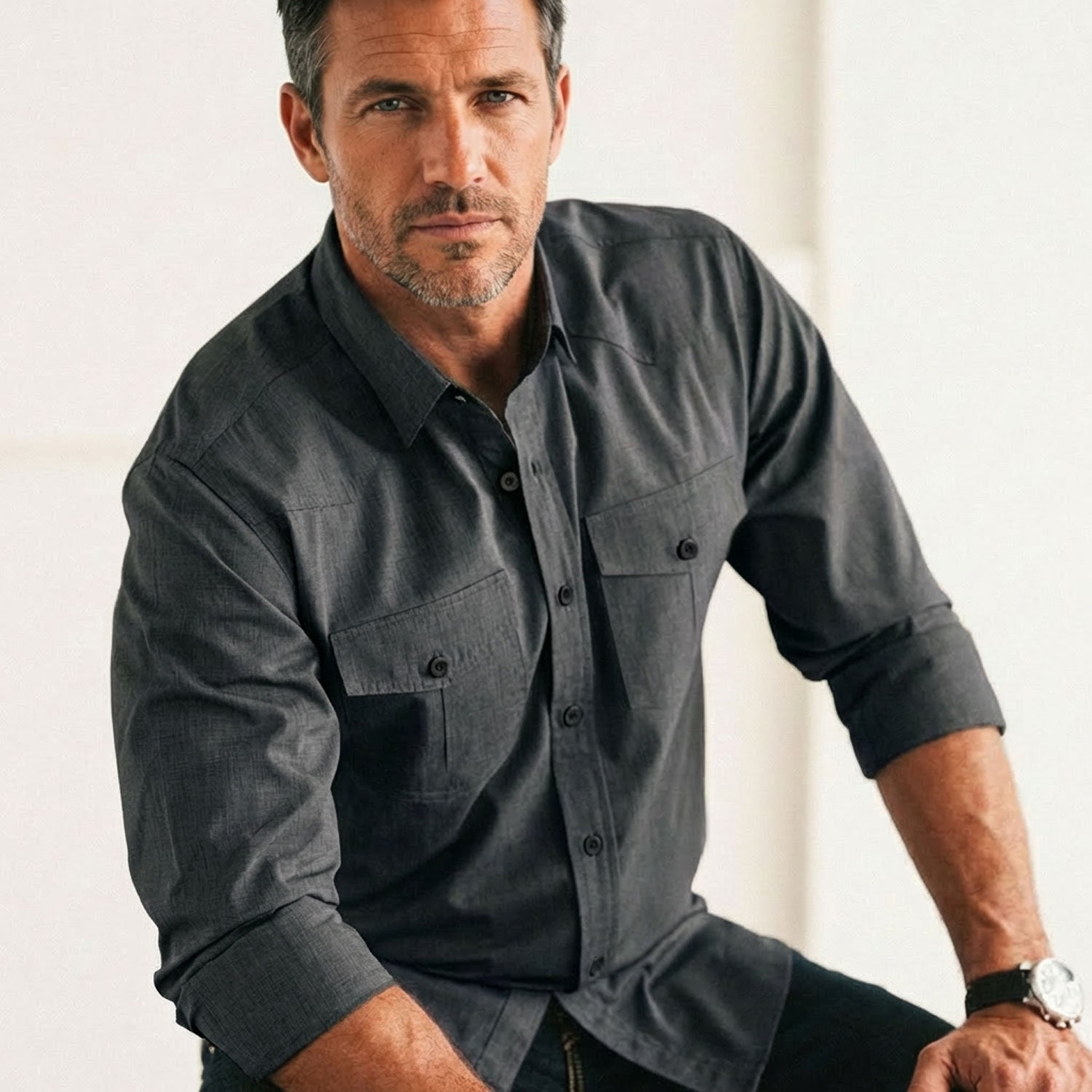 Maker Shirt – Asphalt Gray End-on-End