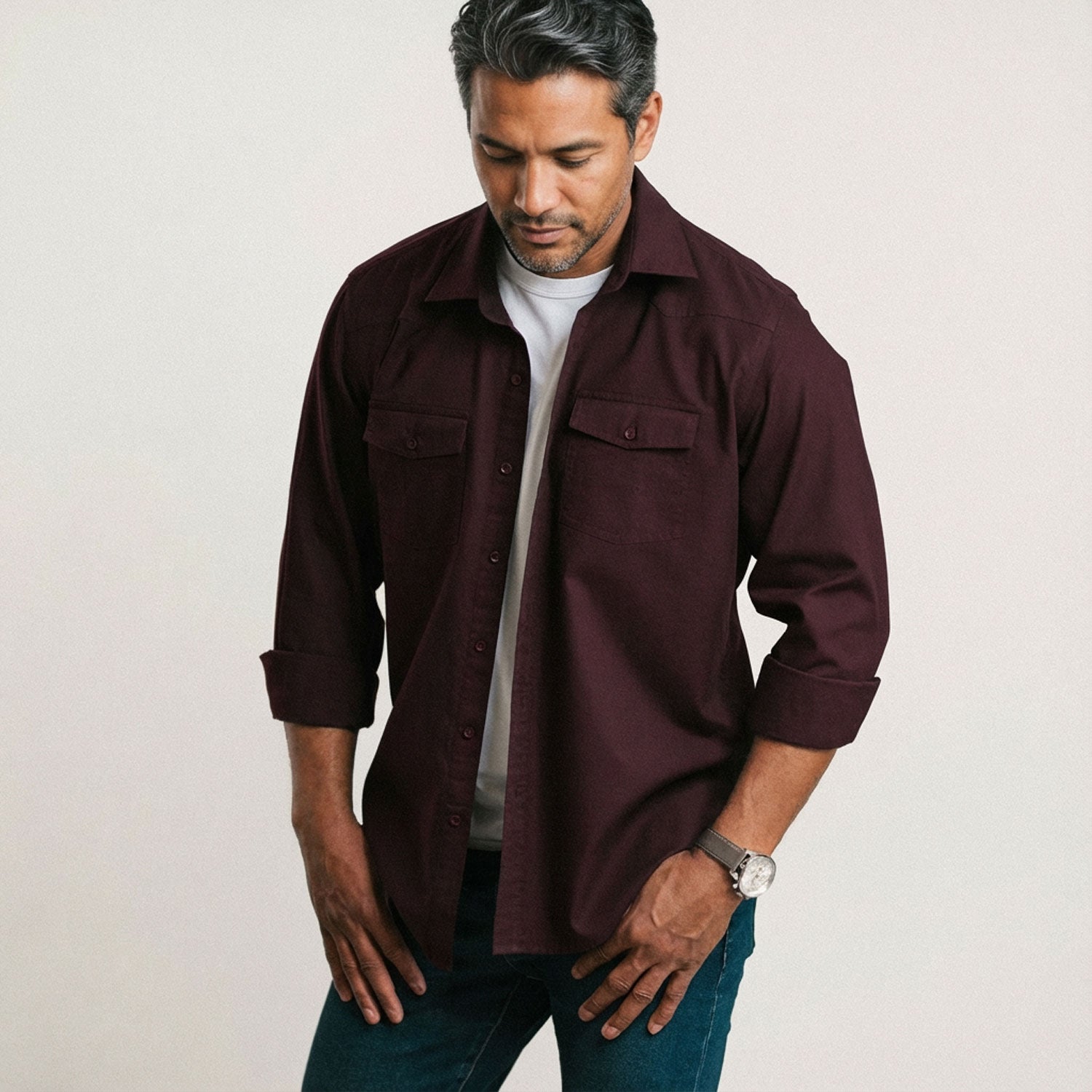 Maker Shirt – Dark Burgundy Cotton Oxford