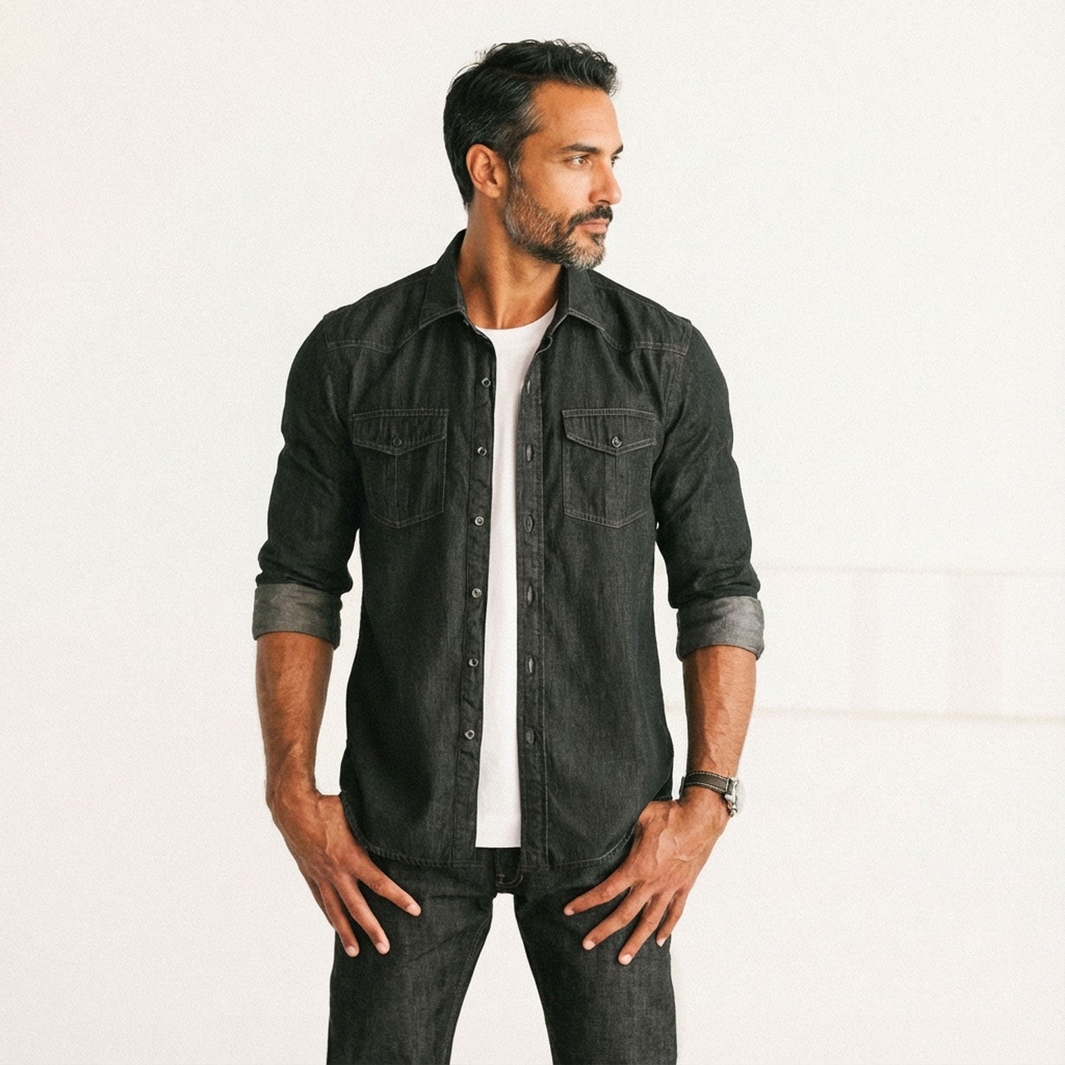 Maker Shirt – Black Cotton Denim