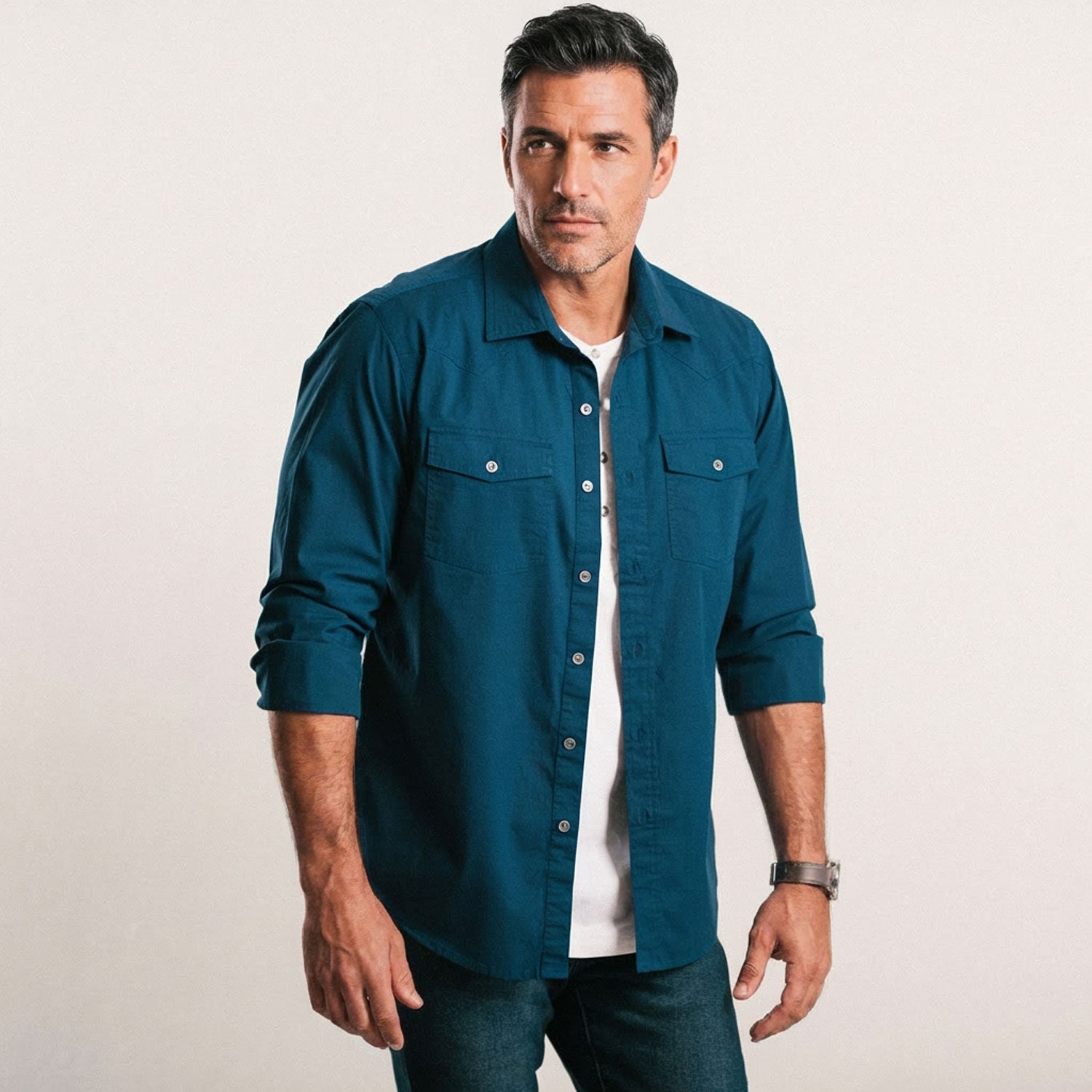 Maker Shirt – Navy Blue Stretch Poplin