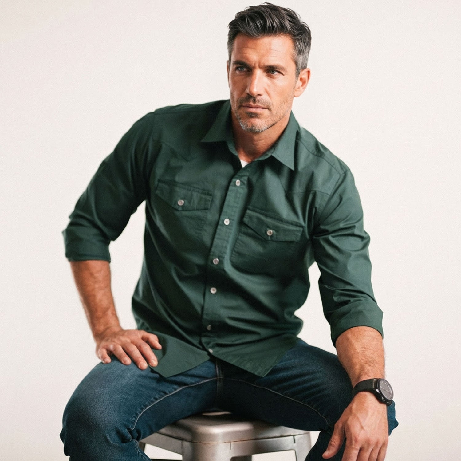 Men's Utility Shirt - Maker in Forest Green Poplin X-Large Men's Utility Shirt - Maker in Forest Green Poplin X-Large